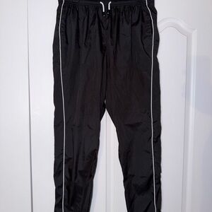 Black Track Pants with White Piping
